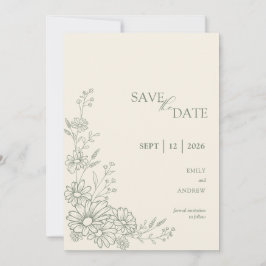 Salbeigrüne Botanische Gänseblümchen-Garten-Hochze Save The Date