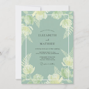 Salbeigrüne botanische Hochzeit Einladung