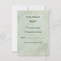 Salbeigrüne botanische Hochzeits-RSVP-Karte