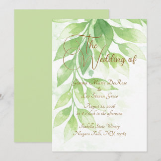 Salbeigrüne botanische Hochzeitseinladung Einladung