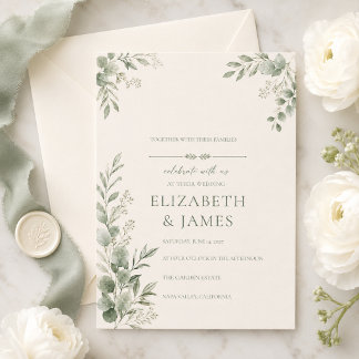 Salbeigrüne botanische Hochzeitseinladung mit maßg Einladung