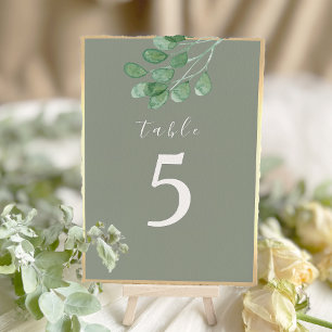Salbeigrüne botanische Hochzeitstisch-Nummer Tischnummer