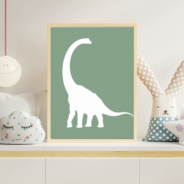 Salbeigrüne Brontosaurus-Dinosaurier-Kinderzimmer- Poster (Von Creator hochgeladen)