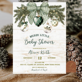 Salbeigrüne Country-Rustical-Winter-Baby-Party Einladung