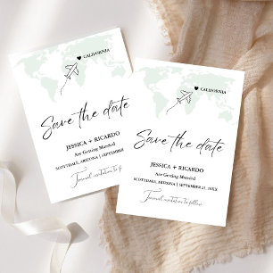 Salbeigrüne Destination-Hochzeit - Save the Date