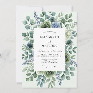 Salbeigrüne Distel-Winterhochzeit Einladung