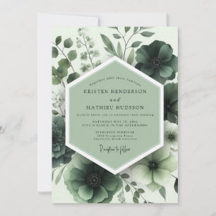 Salbeigrüne Düstere Botanische Hochzeit Einladung