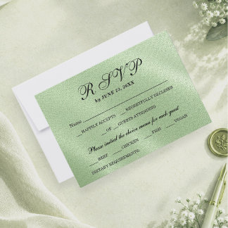 Salbeigrüne elegante Leinenstruktur RSVP-Antwortka RSVP Karte
