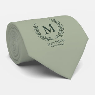 Salbeigrüne Elegante Offiziant Hochzeitsmonogramm Krawatte
