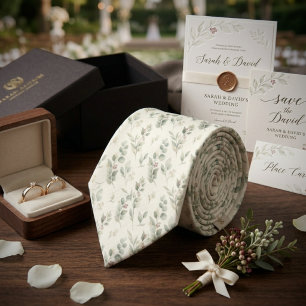 Salbeigrüne Eukalyptus-Hochzeit Krawatte