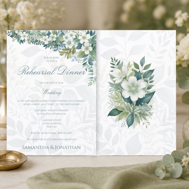 Salbeigrüne Eukalyptus-Hochzeitsprobe-Dinner Einladung (Von Creator hochgeladen)