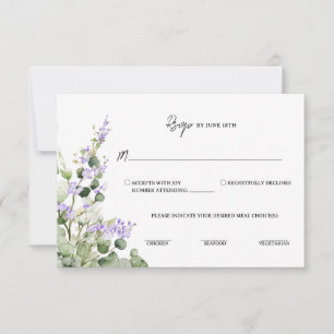 Salbeigrüne Eukalyptus-RSVP-Karte mit Fliederblüte RSVP Karte