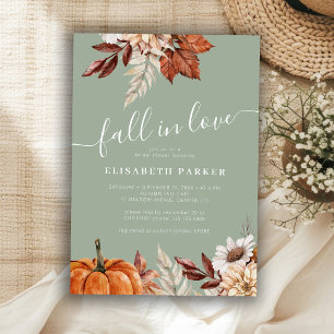 Salbeigrüne Fall in Love florale Brautparty Einladung