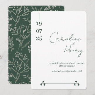 Salbeigrüne floral Hochzeitskarte Einladung
