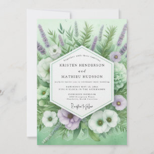 Salbeigrüne florale botanische Hochzeit Einladung