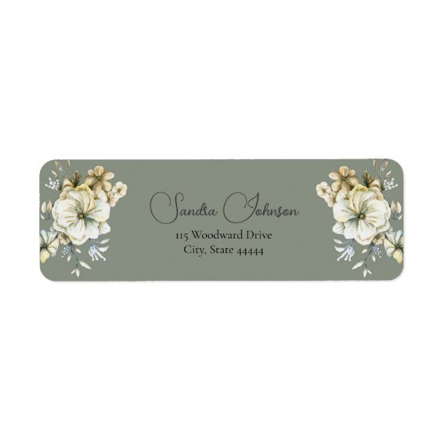 Salbeigrüne florale Hochzeitsetikette (Vorne)