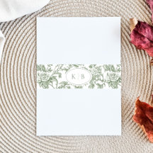 Salbeigrüne Florale Toile Monogramm Hochzeit