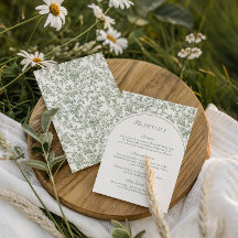 Salbeigrüne Florale Toile Monogramm Hochzeitsbogen
