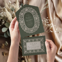 Salbeigrüne florale Vintage-Spitze klassische Hoch