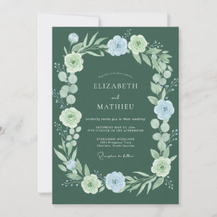 Salbeigrüne Florale Whimsical-Hochzeit Einladung