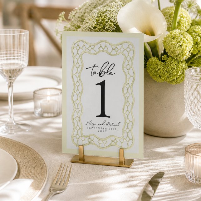 Salbeigrüne französische Gitter Hochzeit Tischnummer (Sage Green French Trellis Wedding Table Number)