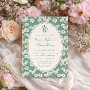 Salbeigrüne Garten-Chinoiserie-Hochzeitseinladung Einladung