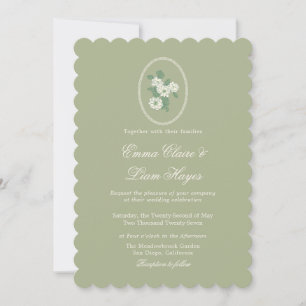 Salbeigrüne geschweifte Hochzeitseinladung Einladung