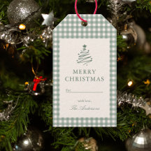 Salbeigrüne Gingham-Karierte Frohe Weihnachten Ges