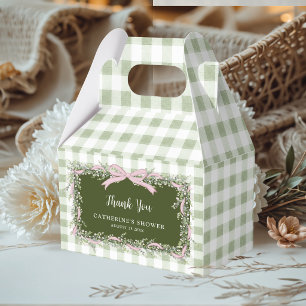 Salbeigrüne Gingham Silly Goose Babyparty Geschenkschachtel