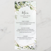 Salbeigrüne Gold-Eukalyptus-Geometrie-Hochzeitsmen