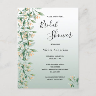 Salbeigrüne goldene florale Hochzeitsduscheinladun Postkarte