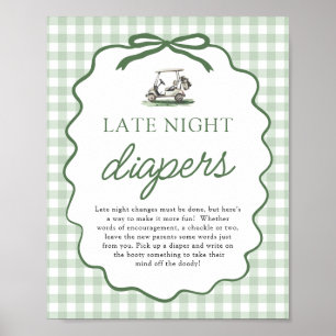 Salbeigrüne Golf Late Night Windeln Babyparty Poster