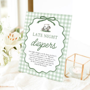 Salbeigrüne Golf-Late-Night-Windeln Babyparty Sockelschild