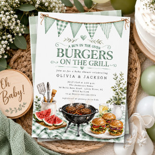 Salbeigrüne Grillburger-Einladung Einladung