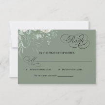 Salbeigrüne Grünpflanzen Kalligrafie RSVP Karte