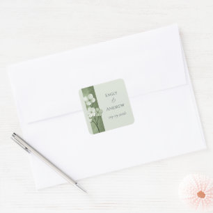 Salbeigrüne handgezeichnete florale botanische Hoc Quadratischer Aufkleber