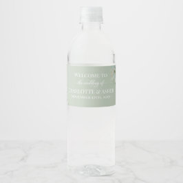 Salbeigrüne Hochzeits-Wasserflaschen-Etikette