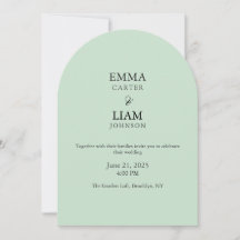 Salbeigrüne Hochzeitseinladung Minimal Elegant