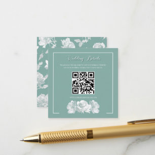 Salbeigrüne Kalligrafie QR Info Hochzeit Begleitkarte