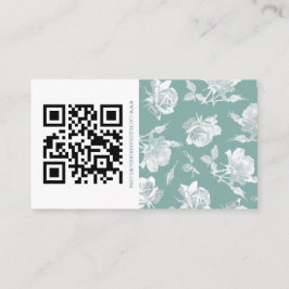 Salbeigrüne Kalligrafie-Schrift-QR-Info-Hochzeit Begleitkarte