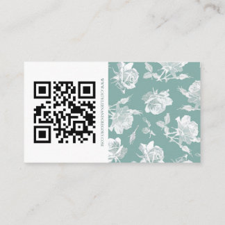 Salbeigrüne Kalligrafie-Schrift-QR-Info-Hochzeit Begleitkarte