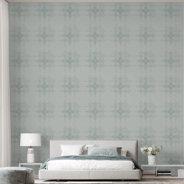 Salbeigrüne Klangwelle Minimalstil Tapete (Schlafzimmer)