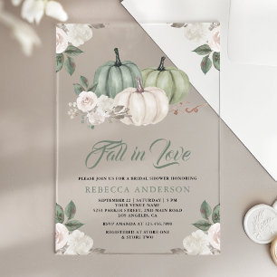 Salbeigrüne Kürbis-Blumen-Hochzeitsdusche im Herbs Acryleinladungen