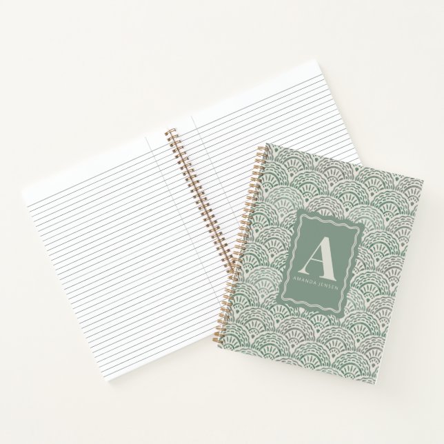 Salbeigrüne Küstenförmige Personalisierte  Notizbuch (Innenseite)