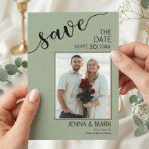 Salbeigrüne Liebesschrift Foto Save-the-Date