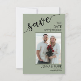 Salbeigrüne Liebesschrift Foto Save-the-Date Save The Date