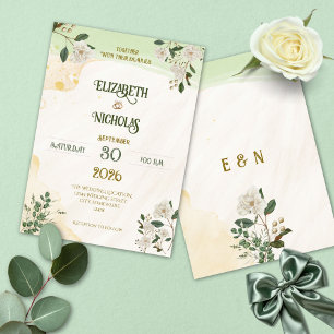 Salbeigrüne Magnolie Florale Hochzeitseinladung  Einladung