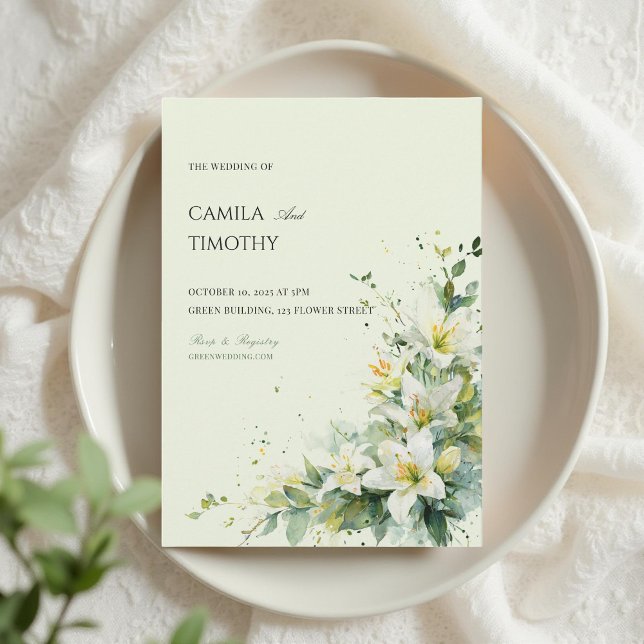 Salbeigrüne Maiglöckchen-Blumenhochzeit Einladung (Von Creator hochgeladen)