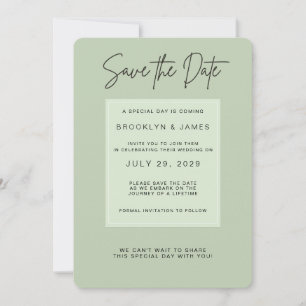 Salbeigrüne Minimal-Hochzeit - Save the Date Einladung