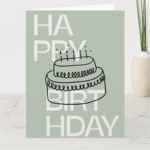 Salbeigrüne minimalistische Happy-Birthday-Karte Karte